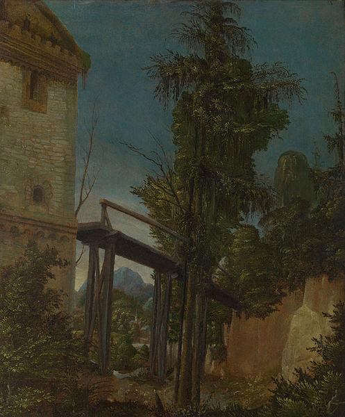 Albrecht Altdorfer Landscape with a Footbridge oil painting picture